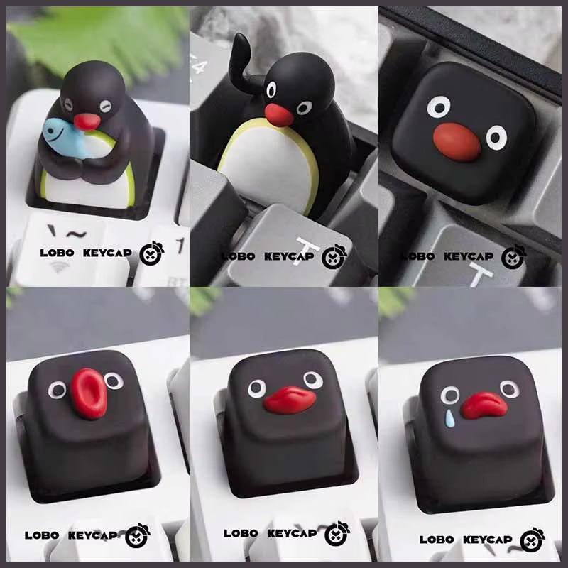 Keycap Artisan Anime - Schattig pinguïnbeeldje Pingu-serie Gepersonaliseerde mechanische toetsenbordtoetsen